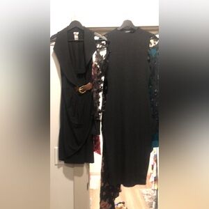 Classic Black Draped Knit Dress